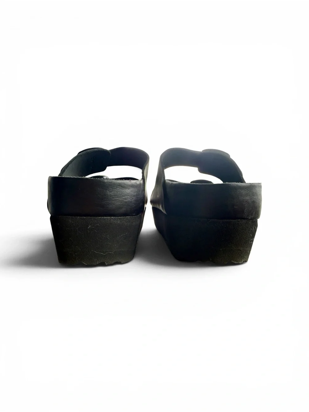 Birkenstock Papillio Arizona Flex Leather Platform Sandals • Black • Size 38